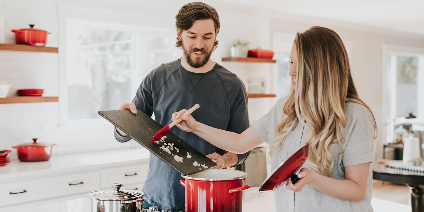 Warm lifestyle photo of a woman smiling at home